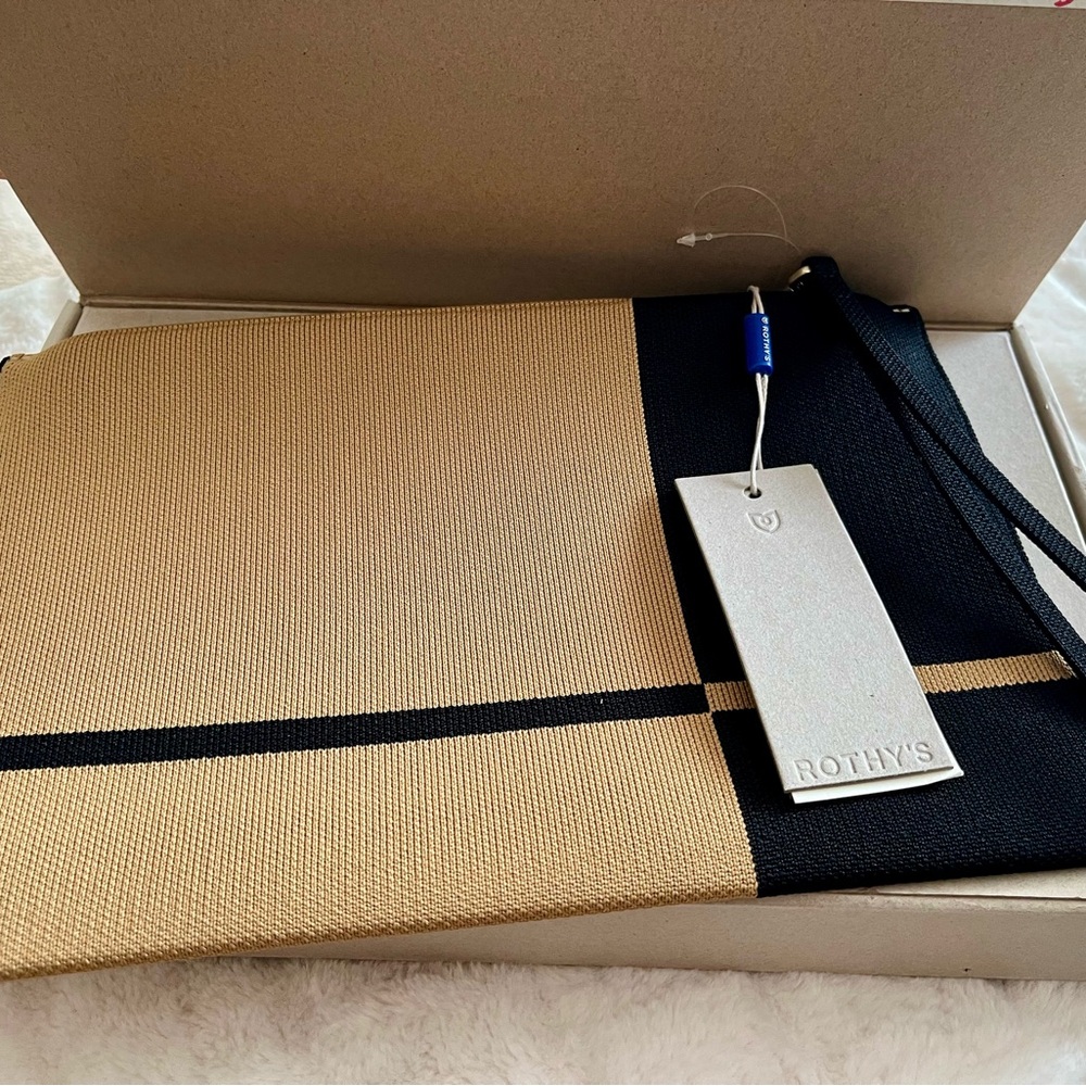 Rothy's Camel and Black Wristlet